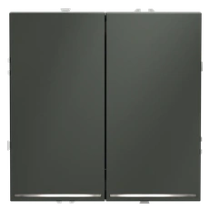 Изображение Выключатель встраиваемый VOLTUM S70 двухклавишный с подсветкой 10А, (титан)